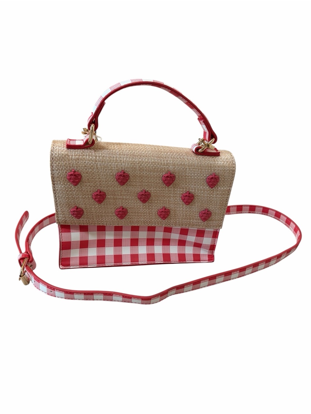 🍓 Betsey Johnson Strawberry Gingham Crossbody Bag BM30611 – New Without Tags